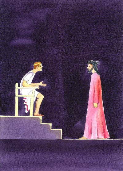 "Vad är sanning?" sa Pilatus till Jesus, 2001 (w/c på papper) av Elizabeth Wang