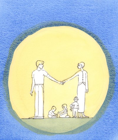 Där ett gift par verkligen älskar varandra och älskar Gud, vill de göra hans vilja, 2002 (w/c på papper) av Elizabeth Wang