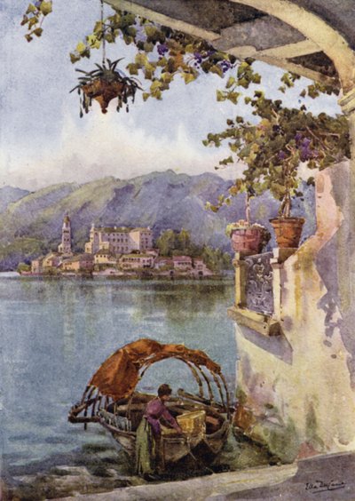 En valvgång vid Orta (färg litho) av Ella Du Cane