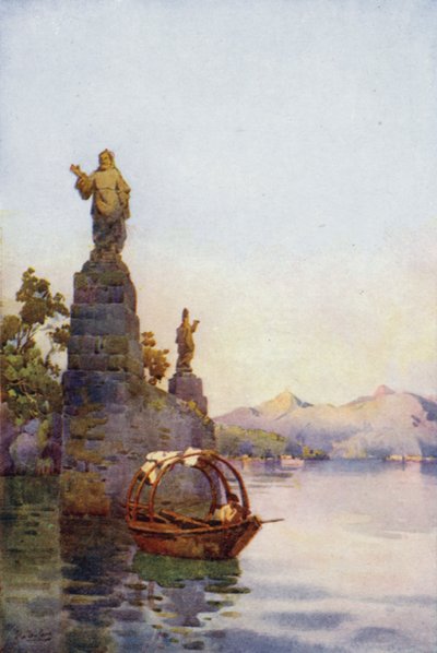 Ingång till Villa Arconati, Comosjön (färg litho) av Ella Du Cane