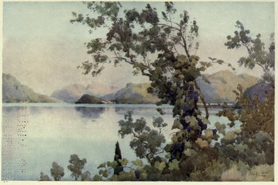 Kväll, Lago di Como, Illustration från "De italienska sjöarna" av Richard Bagot av Ella Du Cane