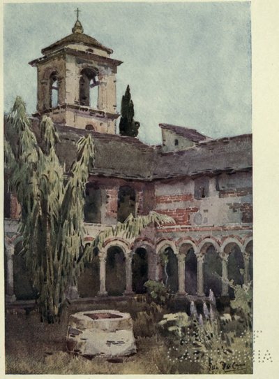 Chiostro di Piona, Comosjön, Illustration från "De italienska sjöarna" av Richard Bagot av Ella Du Cane