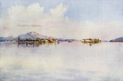 Isola Bella och Isola Pescatori, Lago Maggiore (färg litho) av Ella Du Cane