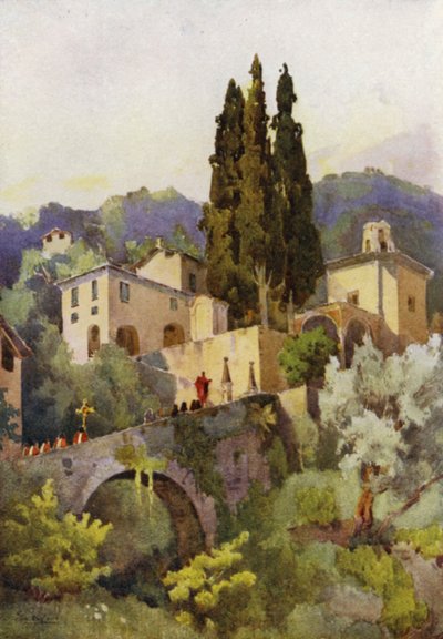 Our Lady of Peace, Comosjön (färg litho) av Ella Du Cane
