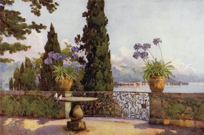 Pallanza från Isola Bella, Lago Maggiore (färg litho) av Ella Du Cane