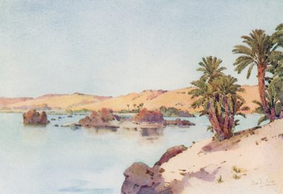 Kataraktbassängen från Elephantine Island (färg litho) av Ella Du Cane