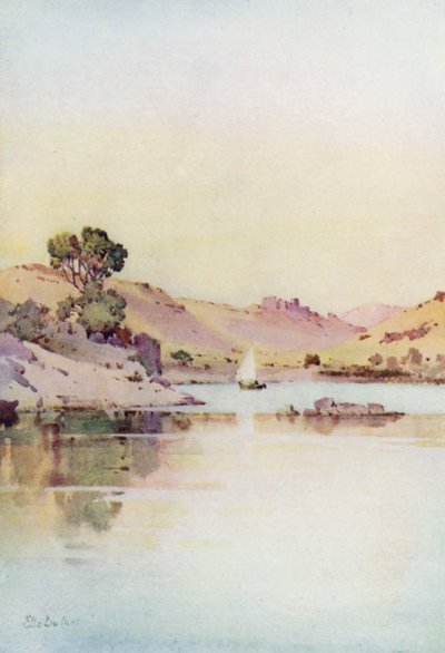 Klostret St Simon, Assuan (färg litho) av Ella Du Cane