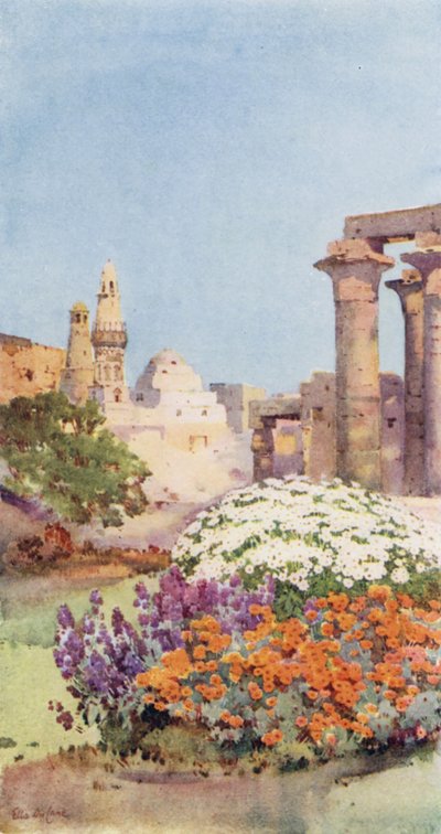Luxors tempel (färg litho) av Ella Du Cane