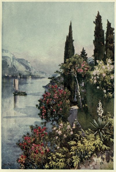 Villa Giulia, Comosjön, Illustration från "The Italian Lakes" av Richard Bagot av Ella Du Cane