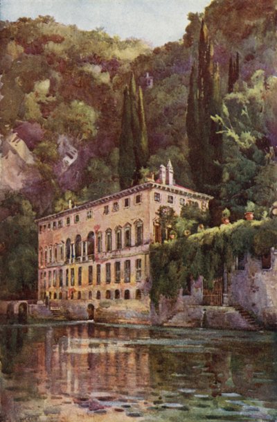 Villa Pliniana, Comosjön (färg litho) av Ella Du Cane