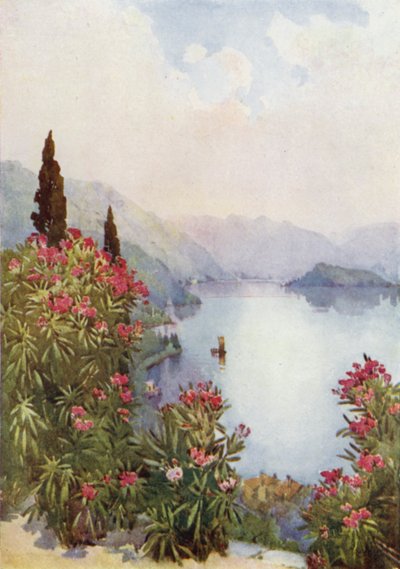 Villa Serbelloni, Comosjön (färg litho) av Ella Du Cane