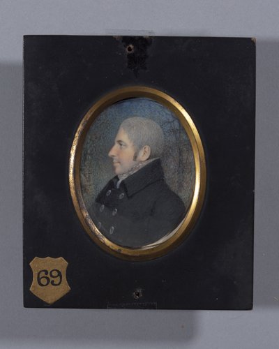 Profil Porträtt av en okänd man (akvarell på elfenben) av Ellen Sharples