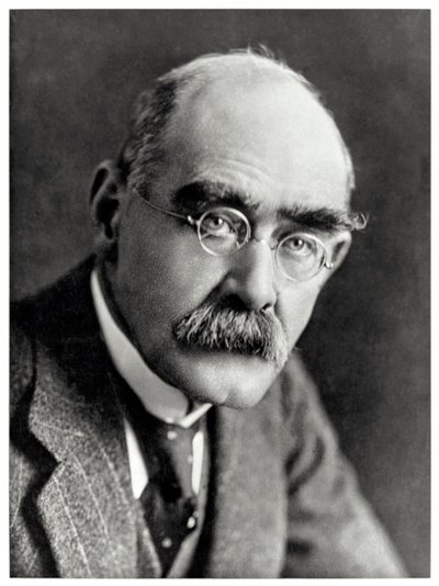 Rudyard Kipling (1865-1936) engelsk författare mest ihågkommen för sina dikter, "Just So Stories" och "The Jungle Book". av Elliott and Fry Photography Studio