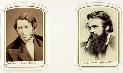 John Ruskin, engelsk konstnär, poet och kritiker, och William Holman Hunt, engelsk konstnär, 1865 av Elliott and Fry