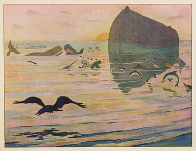 Noaks ark: Korpen skickas ut (färglitografi) av Elmer Boyd Smith