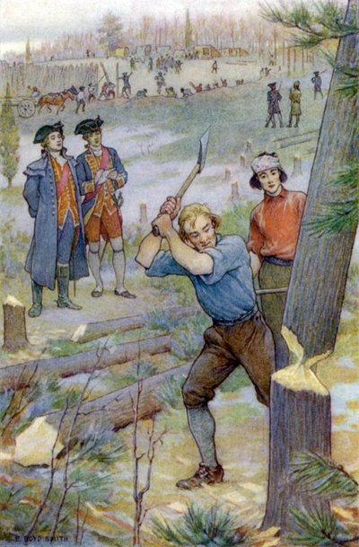Våra yxor... sattes genast igång för att hugga ner träd av Elmer Boyd Smith