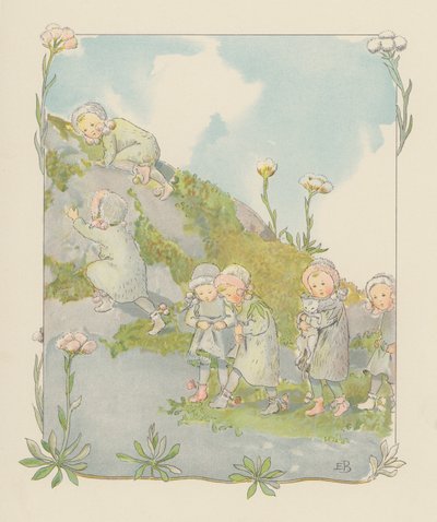 Illustration till Blondchen in Bluten (färglitografi) av Elsa Beskow
