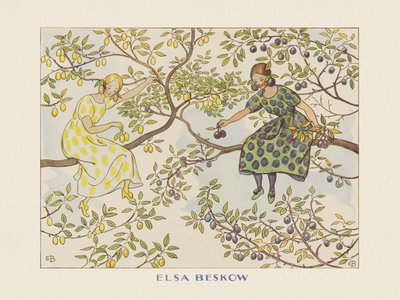 Tomtebobarnen  - Fröknarna Plommon Boarder av Elsa Beskow