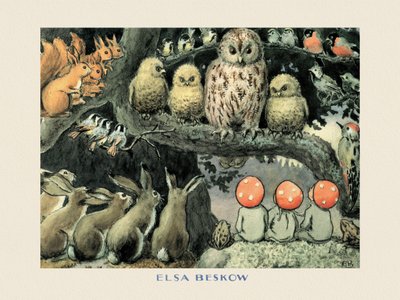 Tomtebobarnen  - Skogsdjuren Boarder av Elsa Beskow