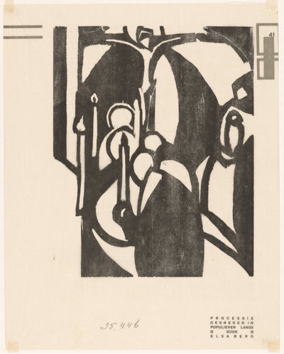 Procession (titel på objekt) Träsnidare nummer av Wendingen (serietitel) av Else Berg