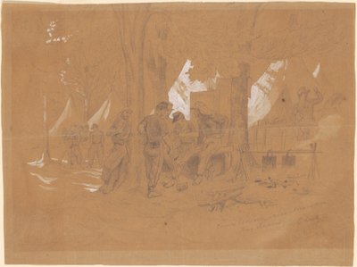 Camp Ellsworth, nära Alexandria—Fem zouaver av Emanuel Gottlieb Leutze