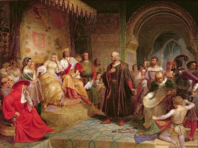 Columbus före drottningen, 1843 av Emanuel Gottlieb Leutze