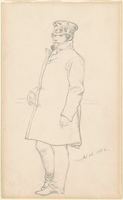 Man i mössa och kappa av Emanuel Gottlieb Leutze