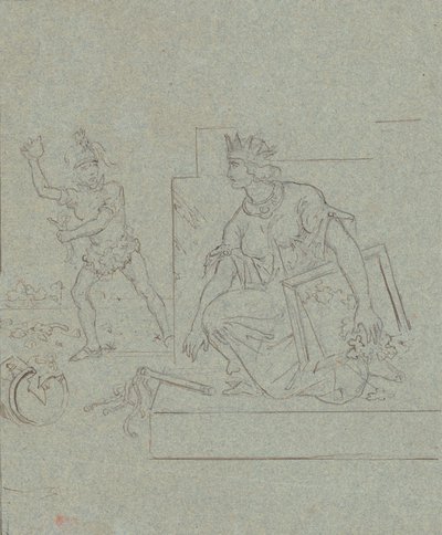 Politisk tecknad film om amerikanska inbördeskriget, ca 1860 (penna, bläck och grafit på grått papper av Emanuel Gottlieb Leutze
