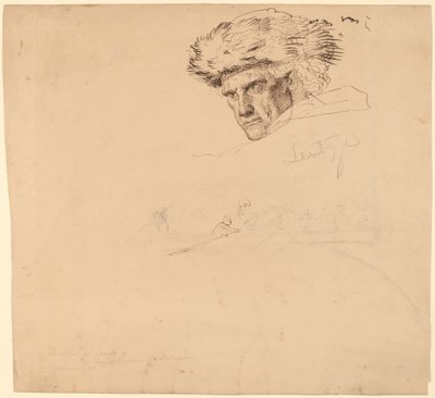 Studier för "Washington Crossing the Delaware" [recto] av Emanuel Gottlieb Leutze