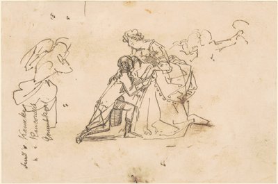 Studie för "The Return of King Friedrich II from Küstrin" av Emanuel Gottlieb Leutze