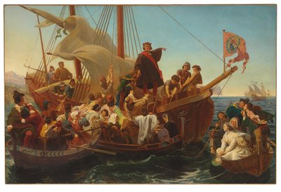 Columbus avgång från Palos 1492, 1855 av Emanuel Gottlieb Leutze