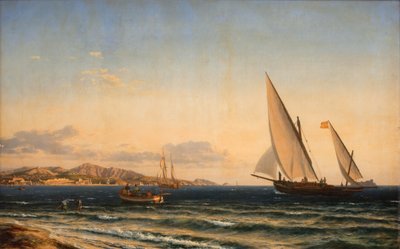 Kväll vid Medelhavet. I bakgrunden Marseille och ön If av Emanuel Larsen