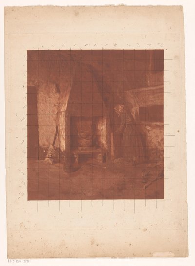 Bondekvinna som står vid en härd av Emanuel Samson van Beever