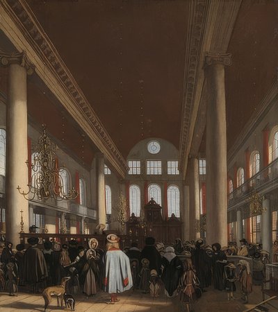 Interiör av den portugisiska synagogan i Amsterdam. 1680 av Emanuel de Witte