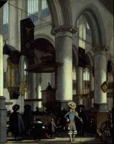 Interiör av Gamla kyrkan, Delft, ca. 1680. av Emanuel de Witte