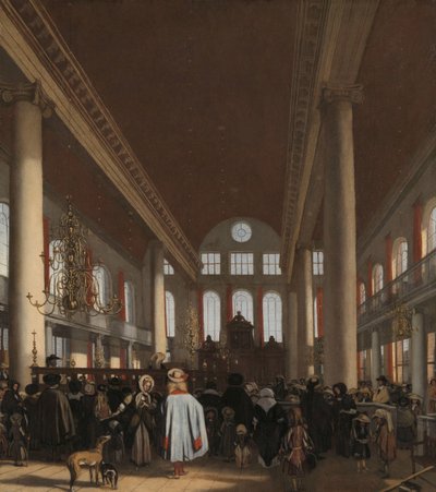 Interiör av den portugisiska synagogan i Amsterdam av Emanuel de Witte