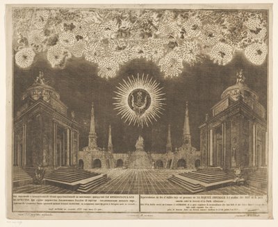 Vuurwerk in Moskou bij de viering van het einde van de Russisch-Turkse Oorlog, 1775 (akt IV) Representation of Fireworks, avfyrad i närvaro av Hans kejserliga majestät i samband med firandet av freden mellan Ryssland och den osmanska porten (serie av Emel