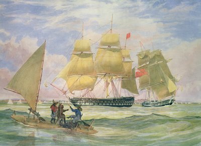 HM Ships "Ganges" och "Sapphire" utanför Pernambuco, 1829 av Emeric Essex Vidal