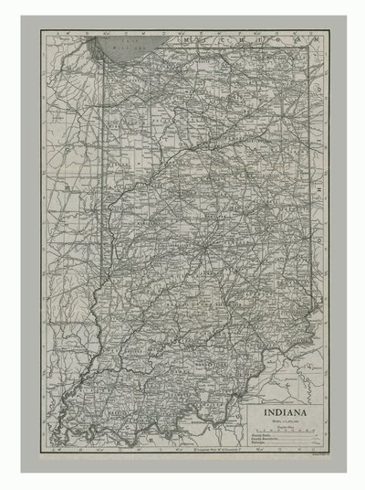 Karta över Indiana, USA, c1900-talet av Emery Walker