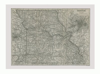 Karta över Missouri, USA, c1900-talet. av Emery Walker