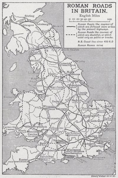Romerska vägar i Storbritannien (litho) av Emery Walker