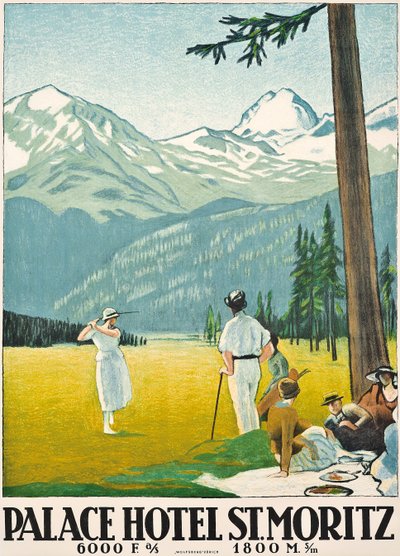 Affisch som annonserar Palace Hotel i St. Moritz av Emil Cardinaux