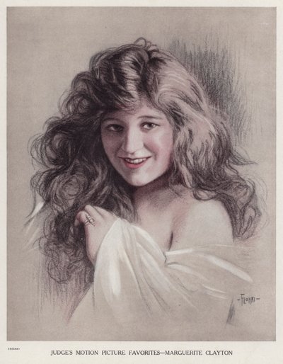 Marguerite Clayton, amerikansk stumfilmsskådespelerska (färg litho) av Emil Flohri