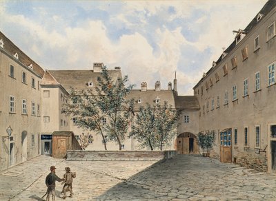 Det tidigare karmeliternas nunnekloster och senare polisfängelset på Sterngasse i Wien av Emil Hütter