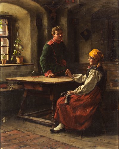 Officer hos bonde, 1887. av Emil Rau
