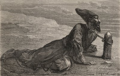 En persisk slav som hålls fången i Turkiet, illustration från 