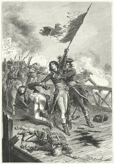 Napoleon Bonaparte på bron vid Arcole av Emile Antoine (after) Bayard