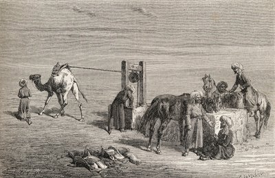 En brunn i öknen mellan Samarkand och Karshi, Uzbekistan, illustration från 