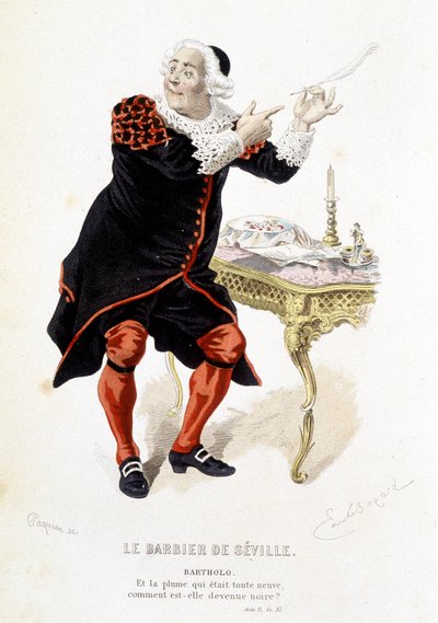Bartholo i "" The Barber of Sevilla"" - i "" Complete Works of Beaumarchais"", teckningar av Emile Bayard, red. Laplace Sanchez & cie, Paris av Emile Antoine Bayard