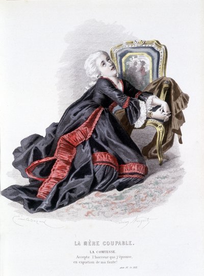 Komplett verk av Beaumarchais (1732-1799) av Edouard Fournier, Ed. Laplace, Sanchez et Cie, Paris 1876 (gravyr) av Emile Antoine Bayard
